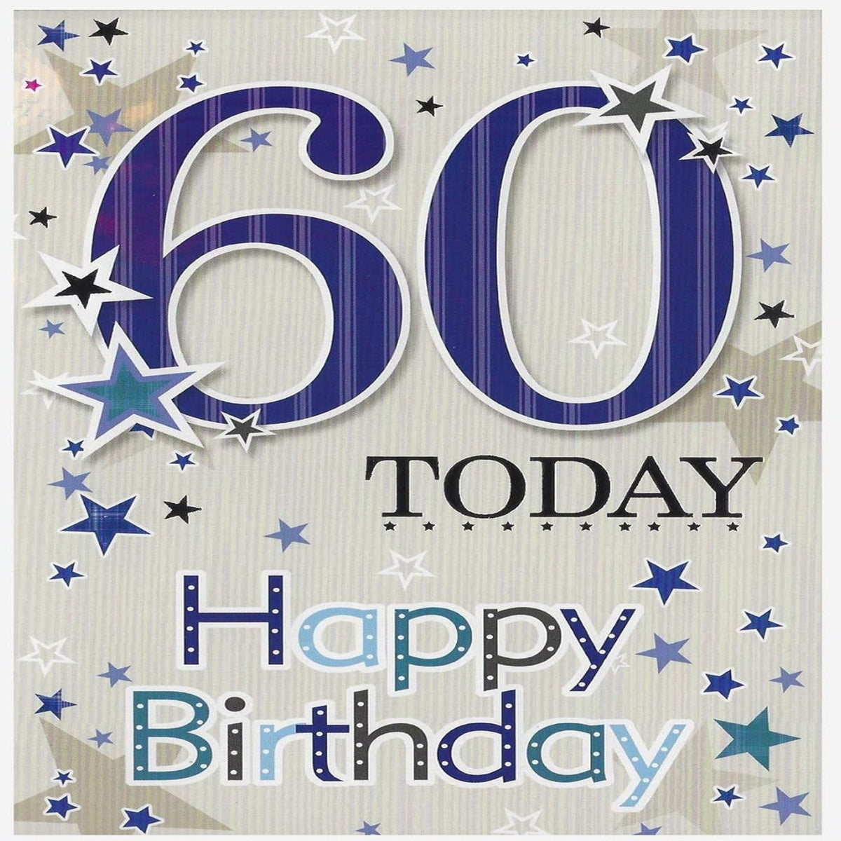 60th Birthday Card for Men   –   Male Birthday Card   -   Blue    -   19cm   x   13.5cm