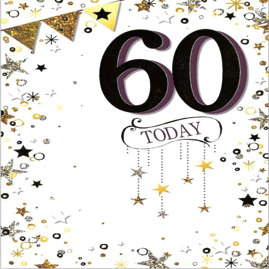 60th Birthday Card    –   60 Today Card for Him or Her  -  13.5cm  x  19.5 cm