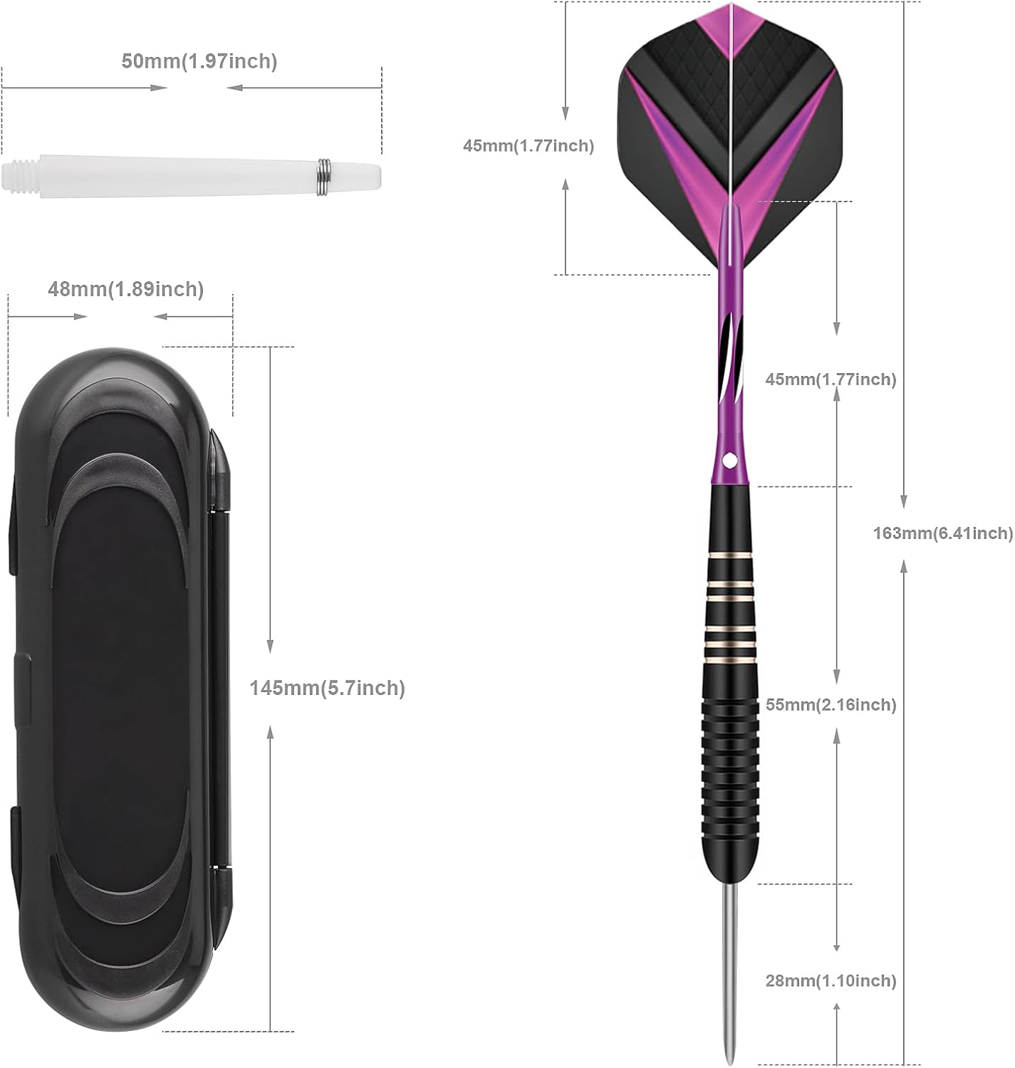 3 Pack Steel Tip Darts Set 23 Grams Darts Metal Tip Set Kit Professional Metal Darts with Sharpener Tool Kit Carrying Case for Dartboard