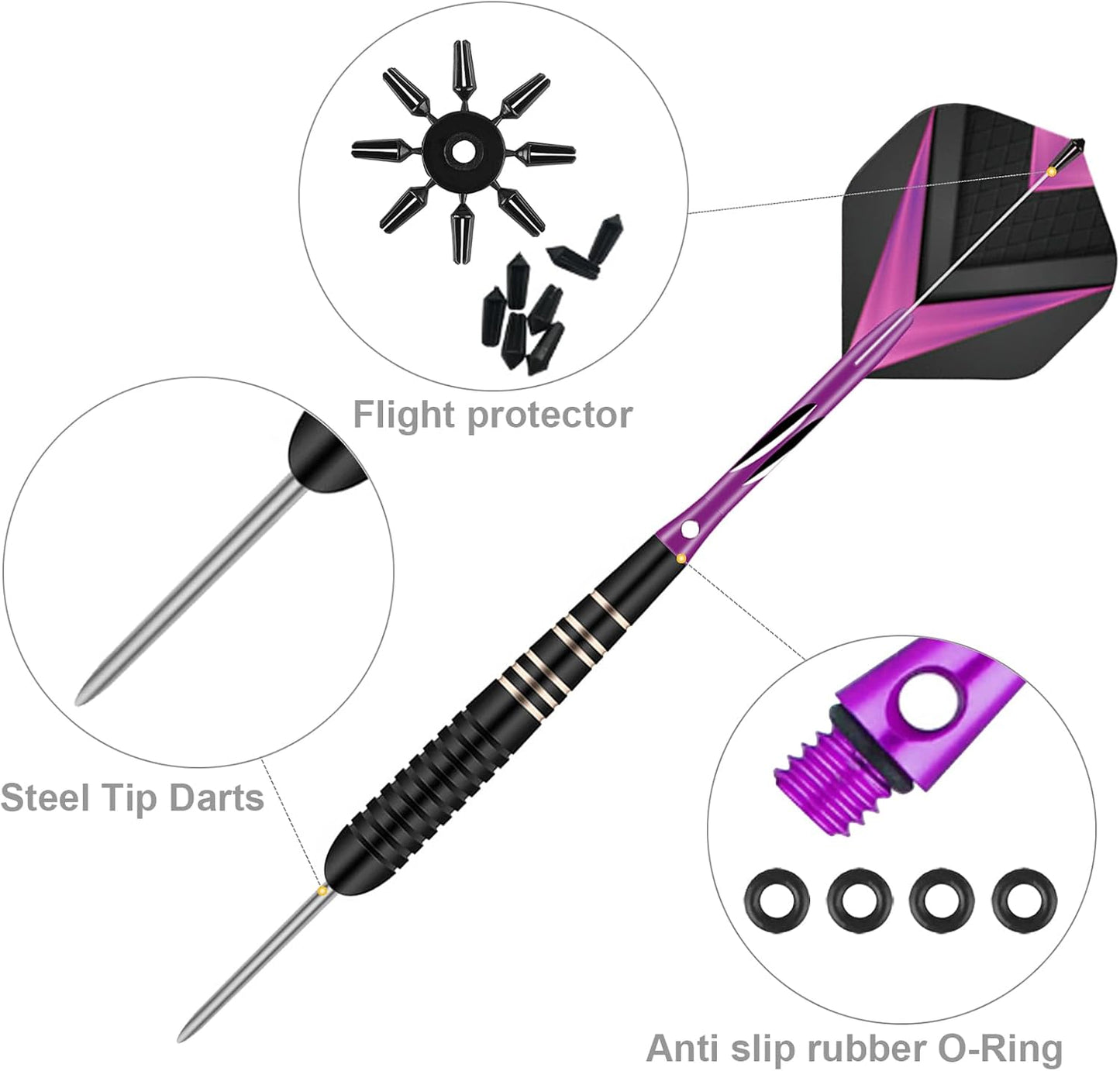 3 Pack Steel Tip Darts Set 23 Grams Darts Metal Tip Set Kit Professional Metal Darts with Sharpener Tool Kit Carrying Case for Dartboard