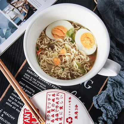 Hot Sale Ceramic Instant Noodle Bowl with Handle Large Capacity Instant Noodles Bowl Cute Design Instant Noodles Bowl with Lid