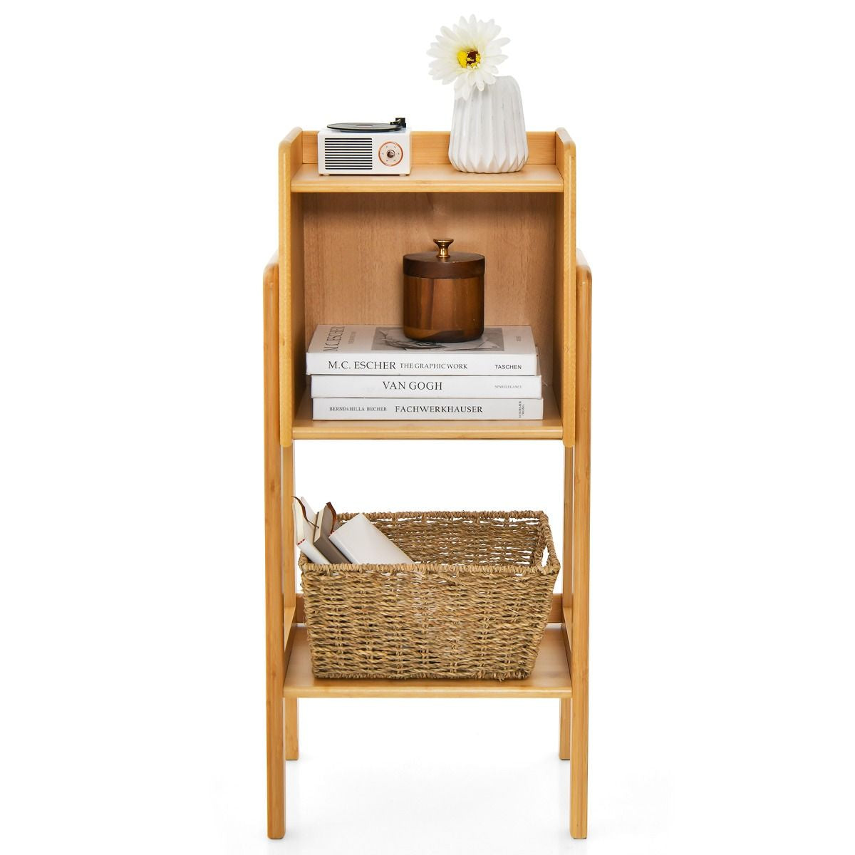 3 Tier/4 Tier Free Standing Tall Bamboo Bookshelf with Legs