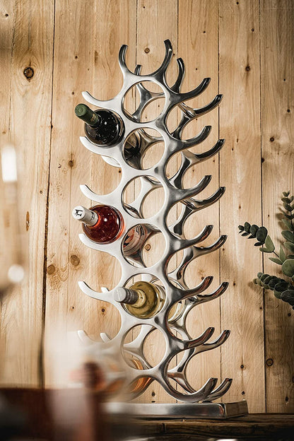 Modern Wine Bottle Stand Floor Standing Aluminium Bottle Silver Wine Rack Drinks