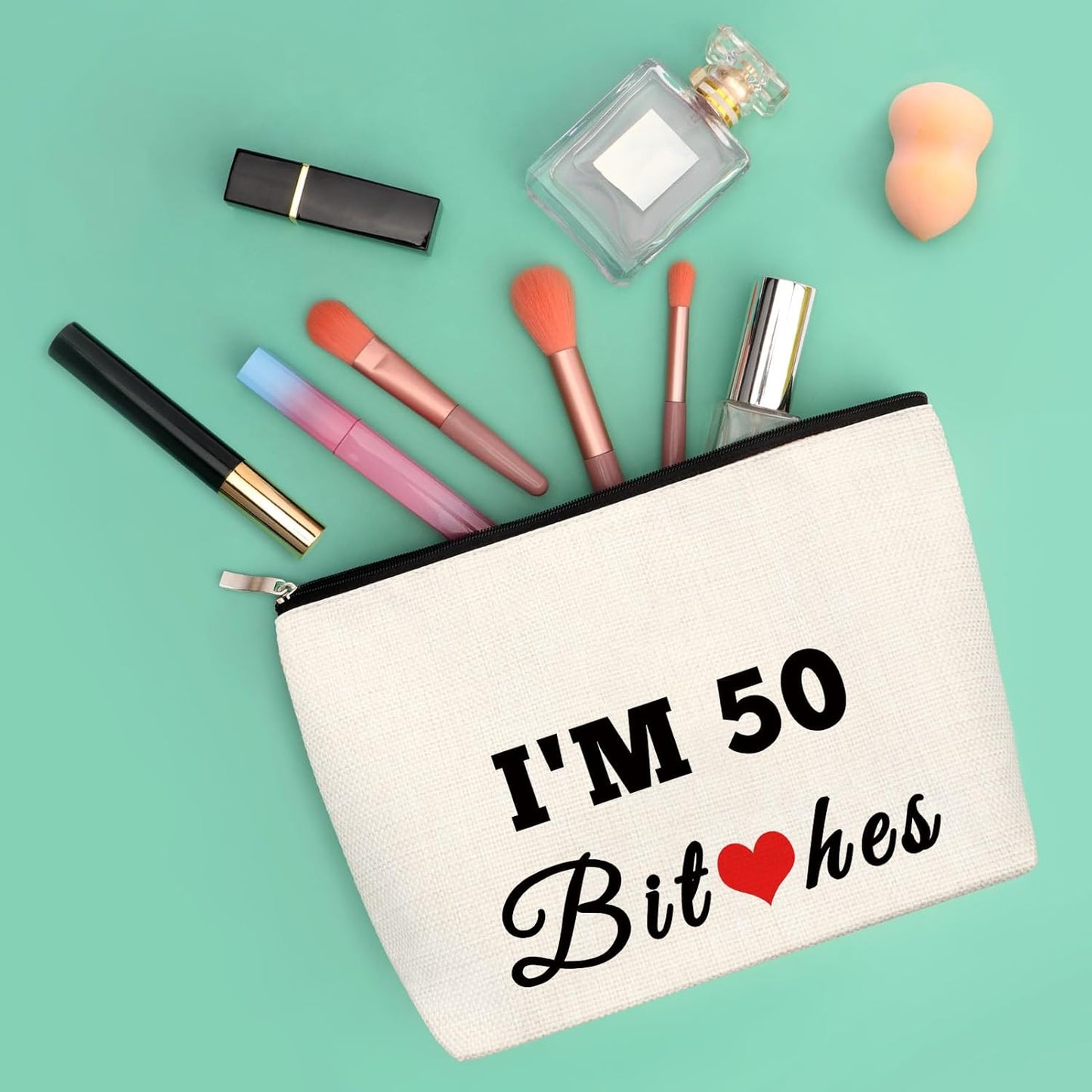 50 Year Old Gift Birthday Gift Sweet 50Th Birthday Gift Funny Cosmetic Bag Gift Happy 50Th Birthday Gift for Women Turning Fifty Birthday Gift for Mum Makeup Bag 1974 Birthday Gift for Wife Aunt