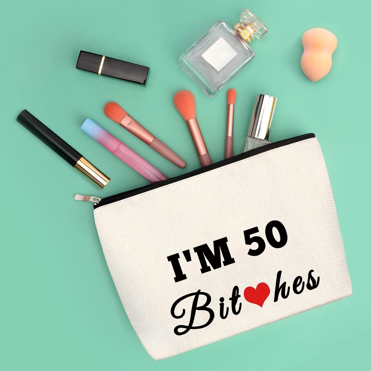 50 Year Old Gift Birthday Gift Sweet 50Th Birthday Gift Funny Cosmetic Bag Gift Happy 50Th Birthday Gift for Women Turning Fifty Birthday Gift for Mum Makeup Bag 1974 Birthday Gift for Wife Aunt