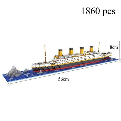 1860/1288Pcs Titanic Cruise Ship Model Blocks Ship Building Blocks Gift for Kids Children Home Office Ornaments Fast Shipping