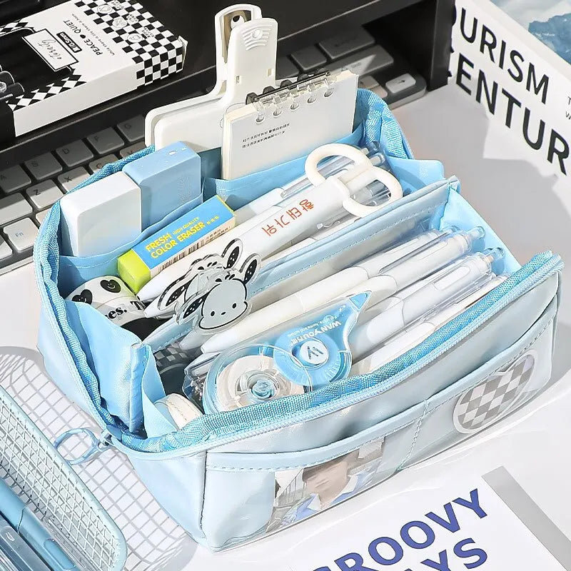 Multi Layer Prisms Large Capacity Transparent Pencil Case Multifunctional Simple and High Appearance Pencil Case 1Pc