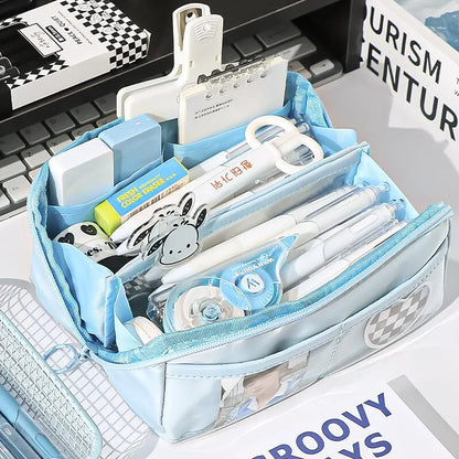 Multi Layer Prisms Large Capacity Transparent Pencil Case Multifunctional Simple and High Appearance Pencil Case 1Pc