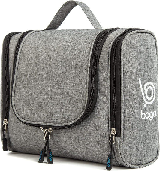 Travel Hanging Toiletry Wash Bag - Large Waterproof Cosmetic Organizer for Women and Men - Snowgray