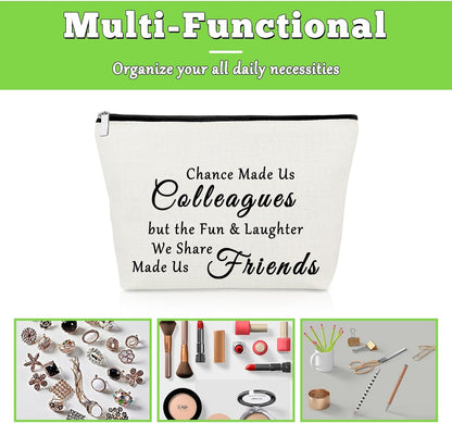 Colleagues to Friends Gifts Makeup Bag Colleague Friendship Gifts Work Friend Leaving Gift Thank You Appreciation Gifts Work Bestie Gifts Coworker Friend Gift Travel Cosmetic Bag Retirement Gift