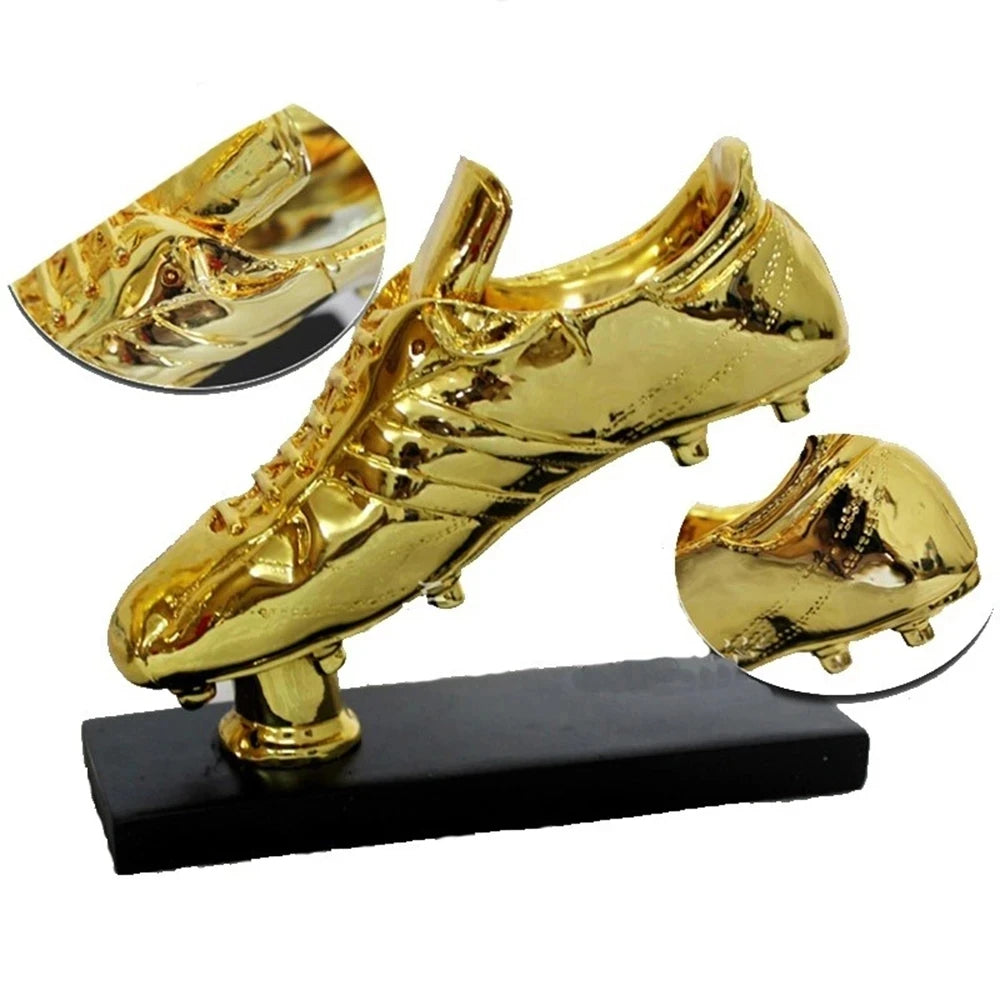 Golden Boot Award Resin Charms Football Match Soccer Fans Souvenir GOLD Plating Shoe Trophy Gift Home Office Decoration Model