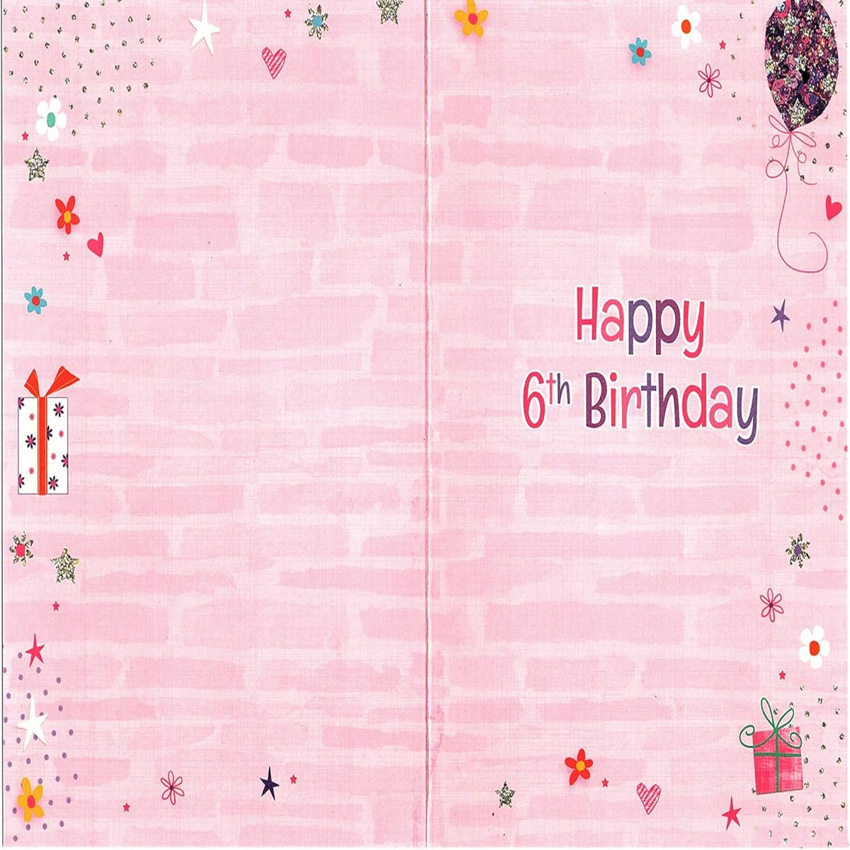 6th Birthday Card for Girl  -  19 x 13 cm