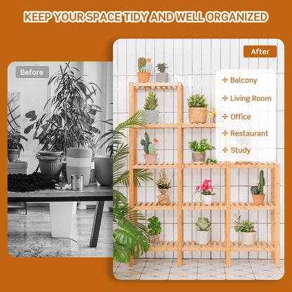 5-Tier Bamboo Plant Stand Storage Organizer Rack with Shelves