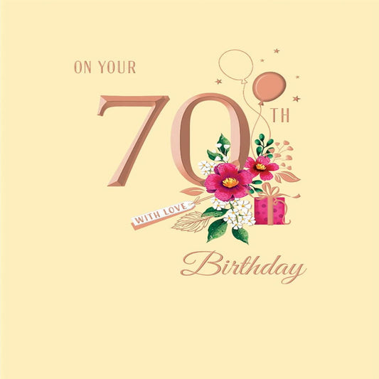 70th Birthday Card for Her | Avant Garde Milestone Card   -  8 x 6 inches