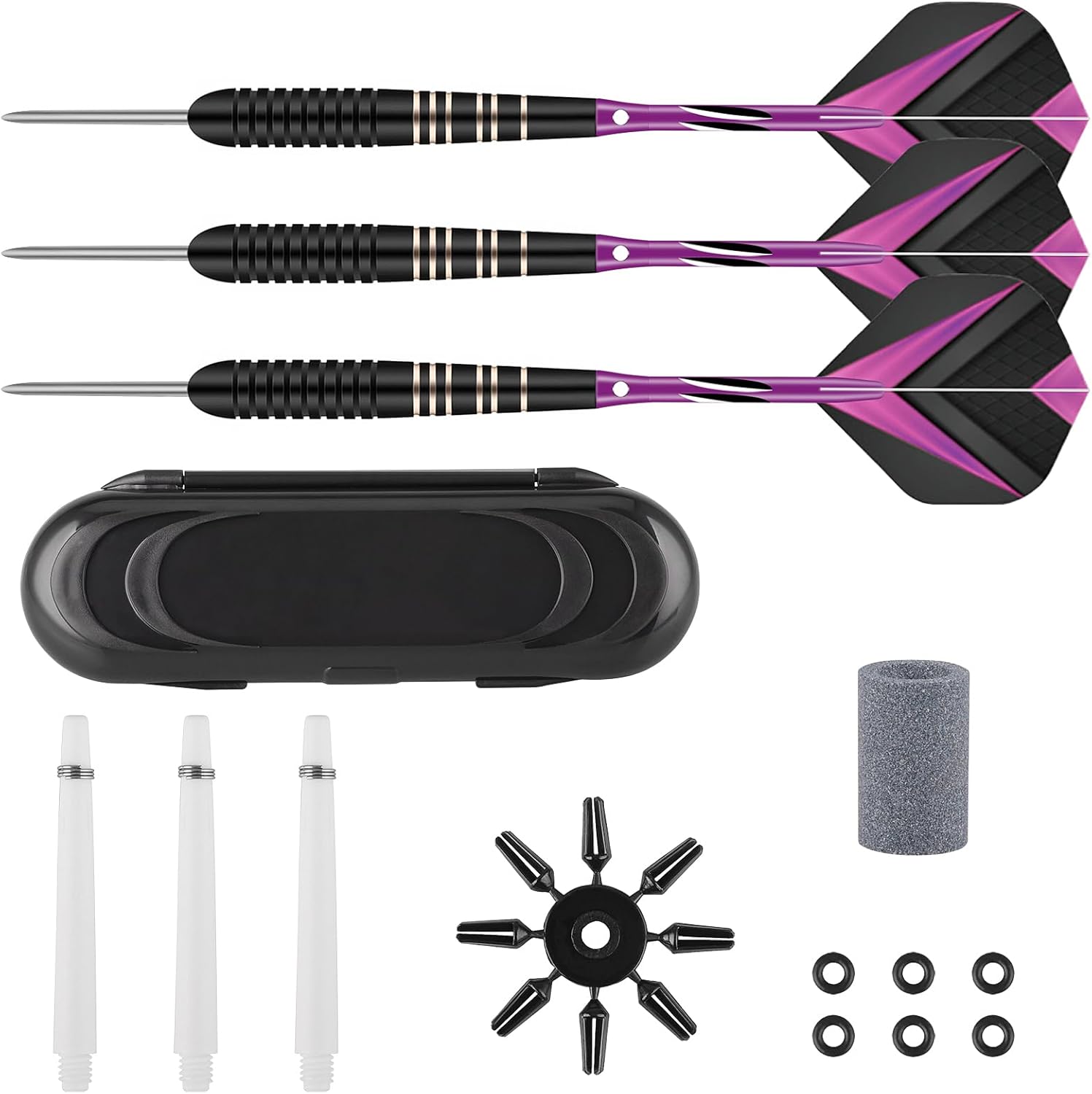 3 Pack Steel Tip Darts Set 23 Grams Darts Metal Tip Set Kit Professional Metal Darts with Sharpener Tool Kit Carrying Case for Dartboard