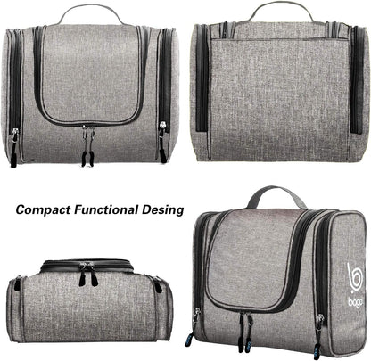 Travel Hanging Toiletry Wash Bag - Large Waterproof Cosmetic Organizer for Women and Men - Snowgray