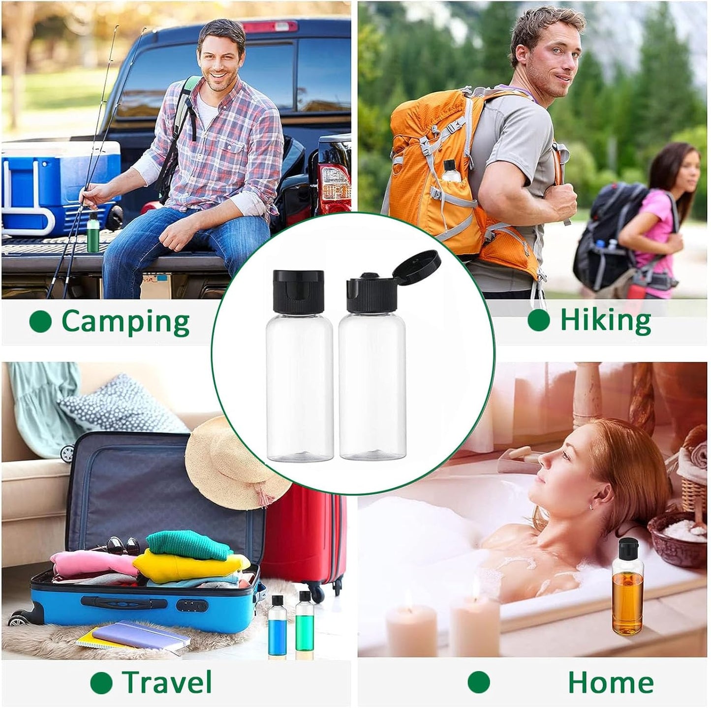 6PCS 50ML Plastic Travel Bottles with Flip Cap Empty Squeeze Bottles Refillable Travel Container with Funnel & Label TSA Approved for Liquids Lotion Toiletries Cosmetic (Transparent)