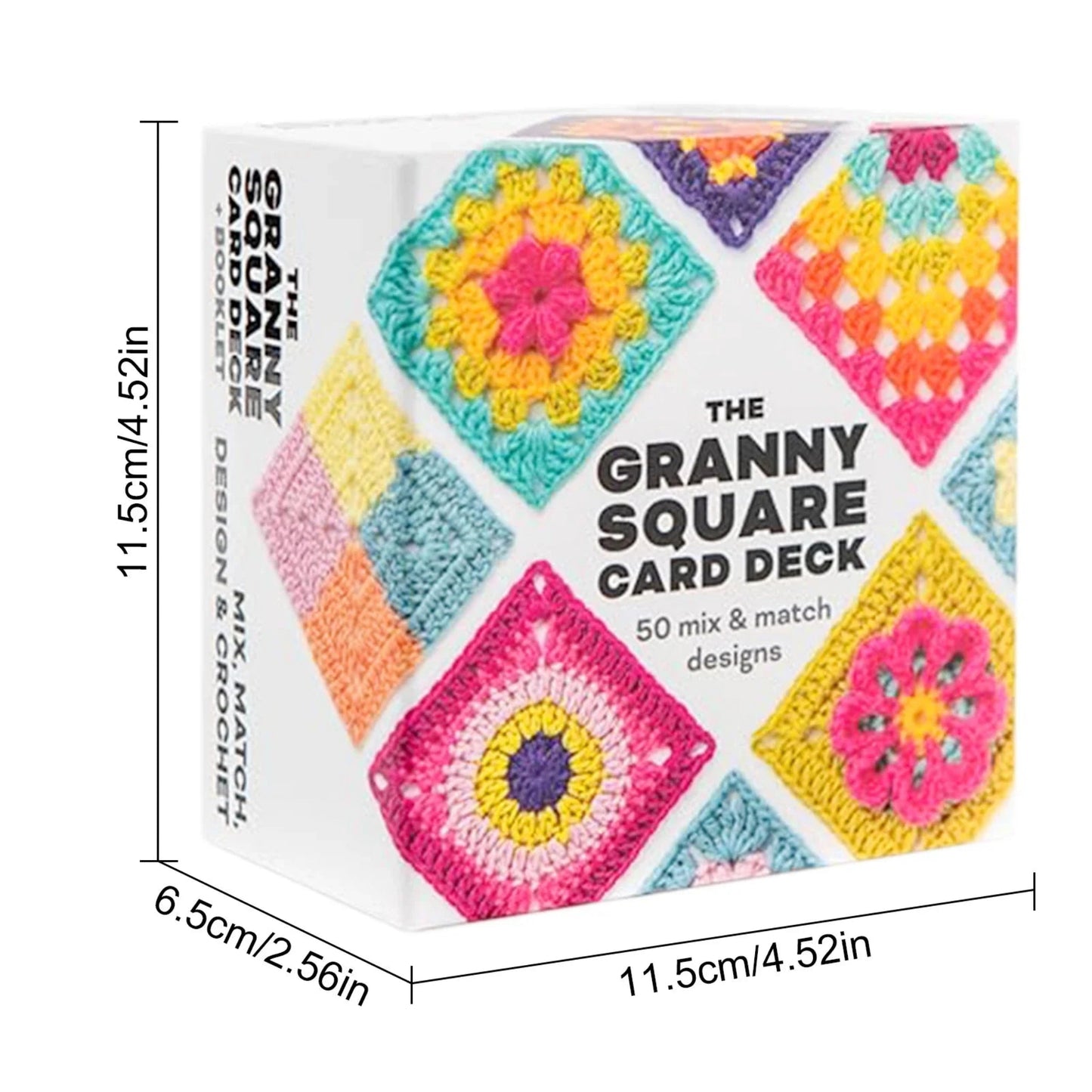 The Granny Square Card Deck - 50 Mix & Match Designs, Crochet Granny Squares Book, Crochet Kit for Beginners