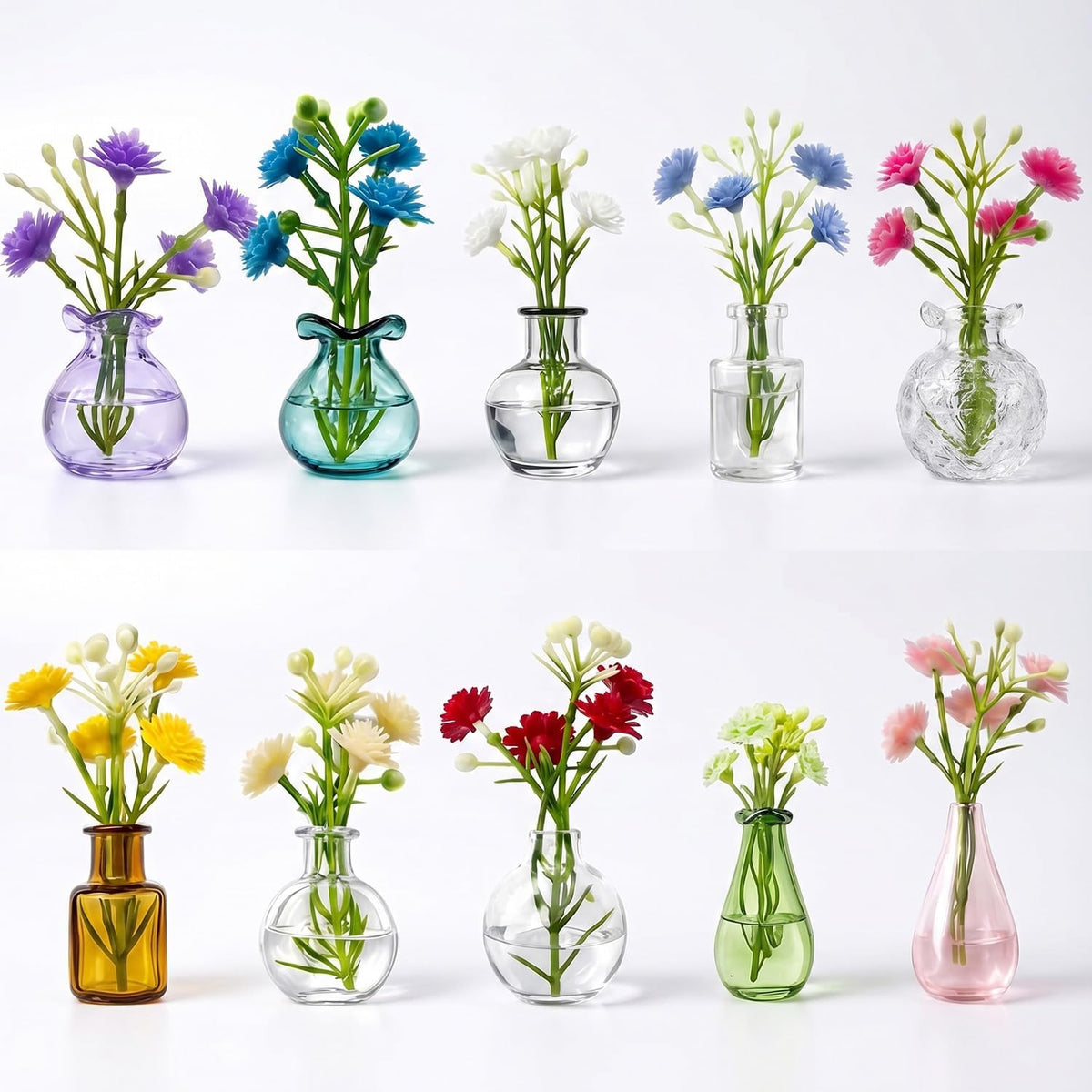 10 Pcs Cute Mini Vase Fridge Magnets - Glass Vase Magnets for Fridge with Mini Magnets - Tiny Vase Fridge Magnets for Kitchen Locker Office Decoration, Small Magnet Bud
