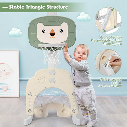 3-In-1 Basketball Hoop Set Stand with 5 Adjustable Height Levels