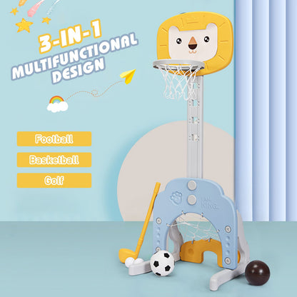 3-In-1 Basketball Hoop Set Stand with 5 Adjustable Height Levels
