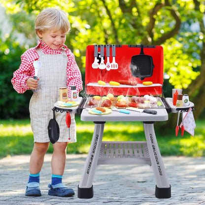 Children'S BBQ Grill Toy, Kitchen Playset, Realistic Smoke BBQ Grill Playset with Toy Kitchen Accessories.