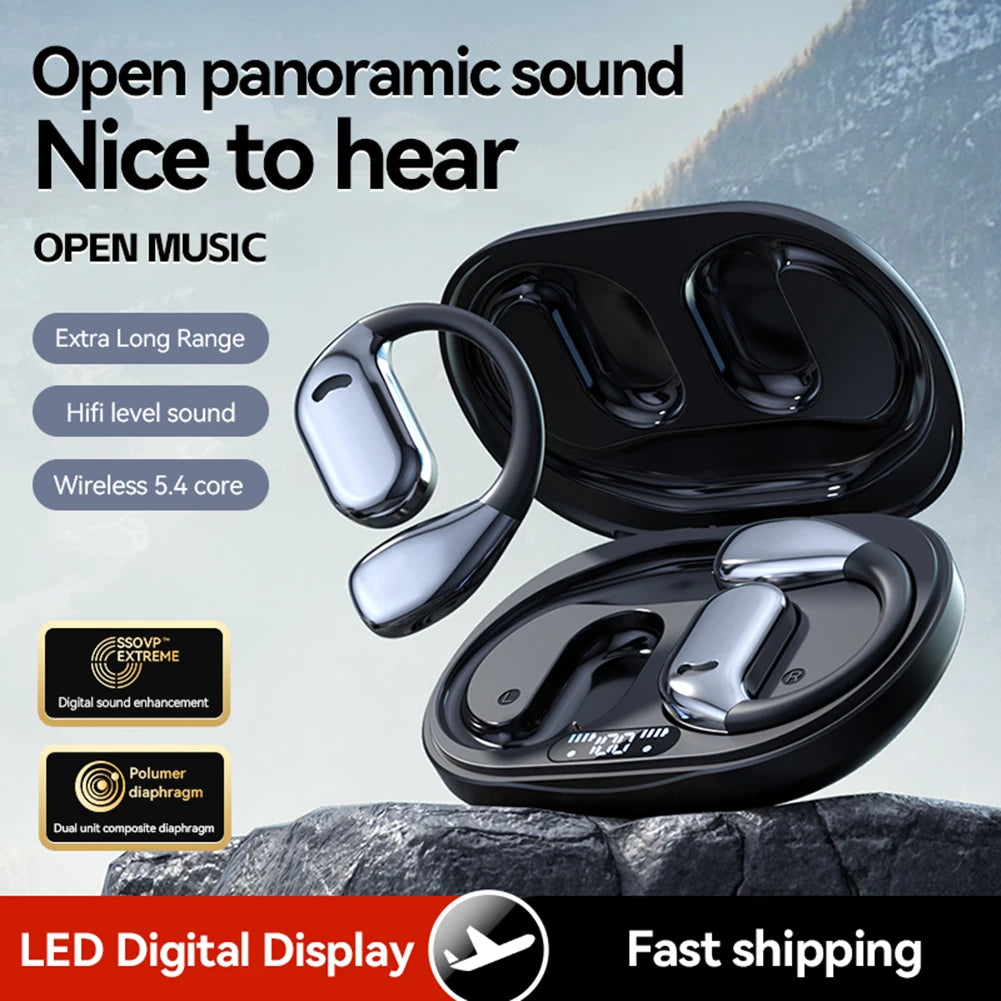 Bluetooth 5.4 Wireless Translation Headphone Multi Languages Business Earphone Ear Hook Noise Cancelling Hifi Stereo Earbud