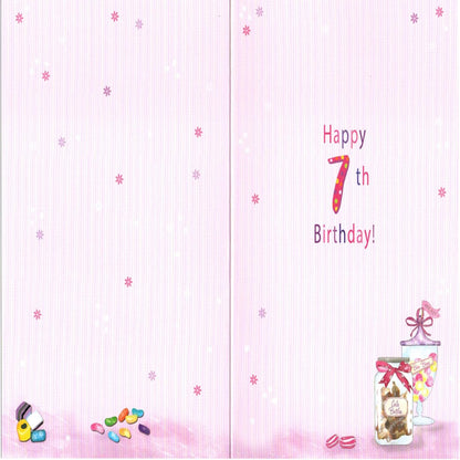 7th Birthday Card for Girl   –   Happy 7th Birthday Greeting Card  -   19   x   13 cm