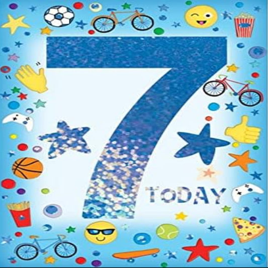 7th Birthday Card for Boys   –   Express Yourself Goldline  -    13.7  x  19.5 cm