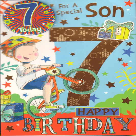 7th Birthday Card for Son   –   Special Son Age 7 Today   -   210 x 290 mm