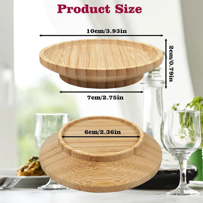 1-4Pcs Wine Glass Charcuterie Topper, Bamboo Wine Glass Covers for Appetizers Wine Glass Topper Coasters Plate for Bars Party