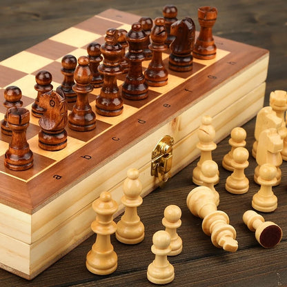 Magnetic Wooden Folding Chess Set Felted Game Board 24Cm*24Cm Interior Storage Adult Kids Gift Family Game Chess Board