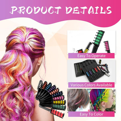 10Pcs Hair Chalk Comb, Temporary Bright Hair Color Cream Washable Instant Hair Dye Combs Hair Coloring Coloured Hair Spray Wash Out for Kids Girls Boys Halloween Makeup Birthday Cosplay Carnival