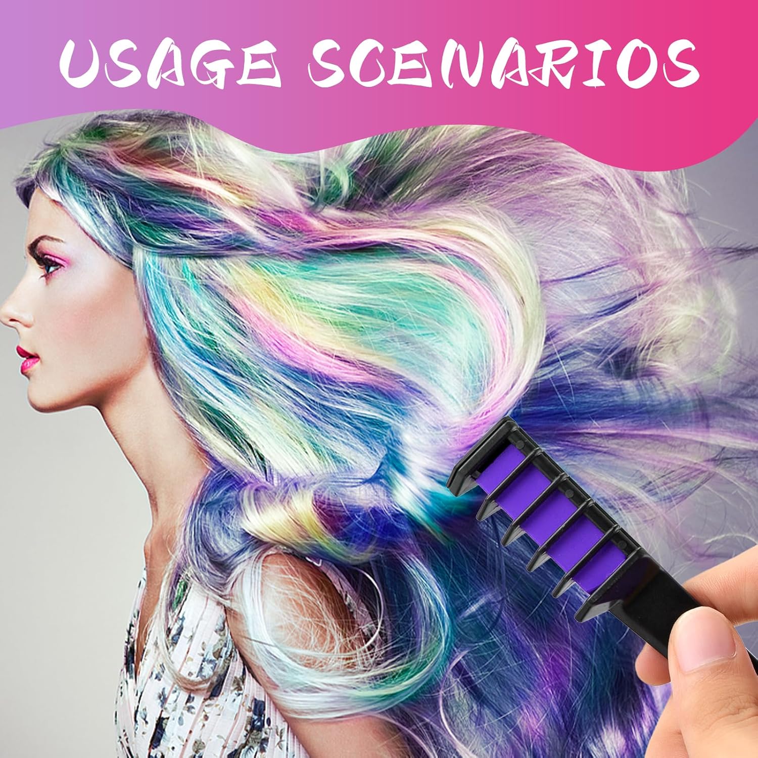 10Pcs Hair Chalk Comb, Temporary Bright Hair Color Cream Washable Instant Hair Dye Combs Hair Coloring Coloured Hair Spray Wash Out for Kids Girls Boys Halloween Makeup Birthday Cosplay Carnival