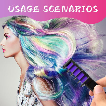 10Pcs Hair Chalk Comb, Temporary Bright Hair Color Cream Washable Instant Hair Dye Combs Hair Coloring Coloured Hair Spray Wash Out for Kids Girls Boys Halloween Makeup Birthday Cosplay Carnival