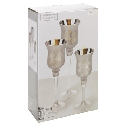 3 Tall Large Xmas Tea Light Pillar Candle Holder Glass Hurricane Wedding Table