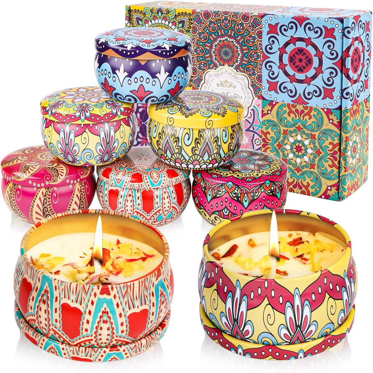 Scented Candles Gifts for Women, Pack of 6 Natural Aromatherapy Candles Set, Candles Gifts for Women, Portable Travel Tin Candles for Stress Relief and Relaxation of the Body for Women Gift