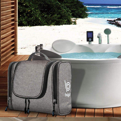 Travel Hanging Toiletry Wash Bag - Large Waterproof Cosmetic Organizer for Women and Men - Snowgray