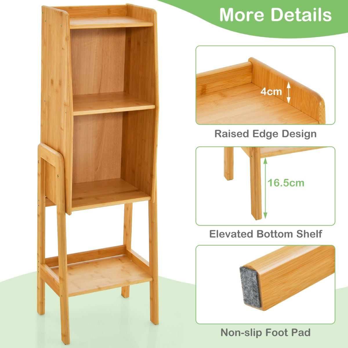 3 Tier/4 Tier Free Standing Tall Bamboo Bookshelf with Legs
