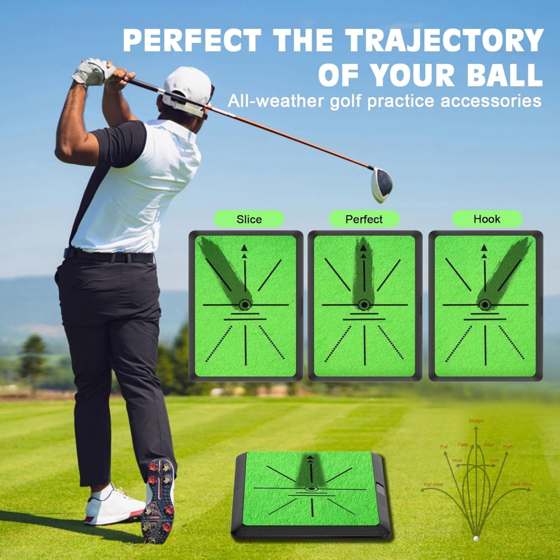 Golf Hitting Mat, Golf Mat Practice Indoor & Outdoor for Swing Path Feedback, 16"X12" Replaceable Golf Putting/Training/Swing Mat, Golf Accessories for Men & Women