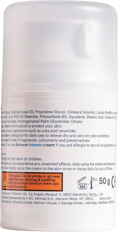Intensiv Cream - Daily Moisturising Body Cream for Very Dry Skin and Dry Skin Conditions, Fragrance Free & Preservative-Free Moisturiser, Intensive Hydration, 50G