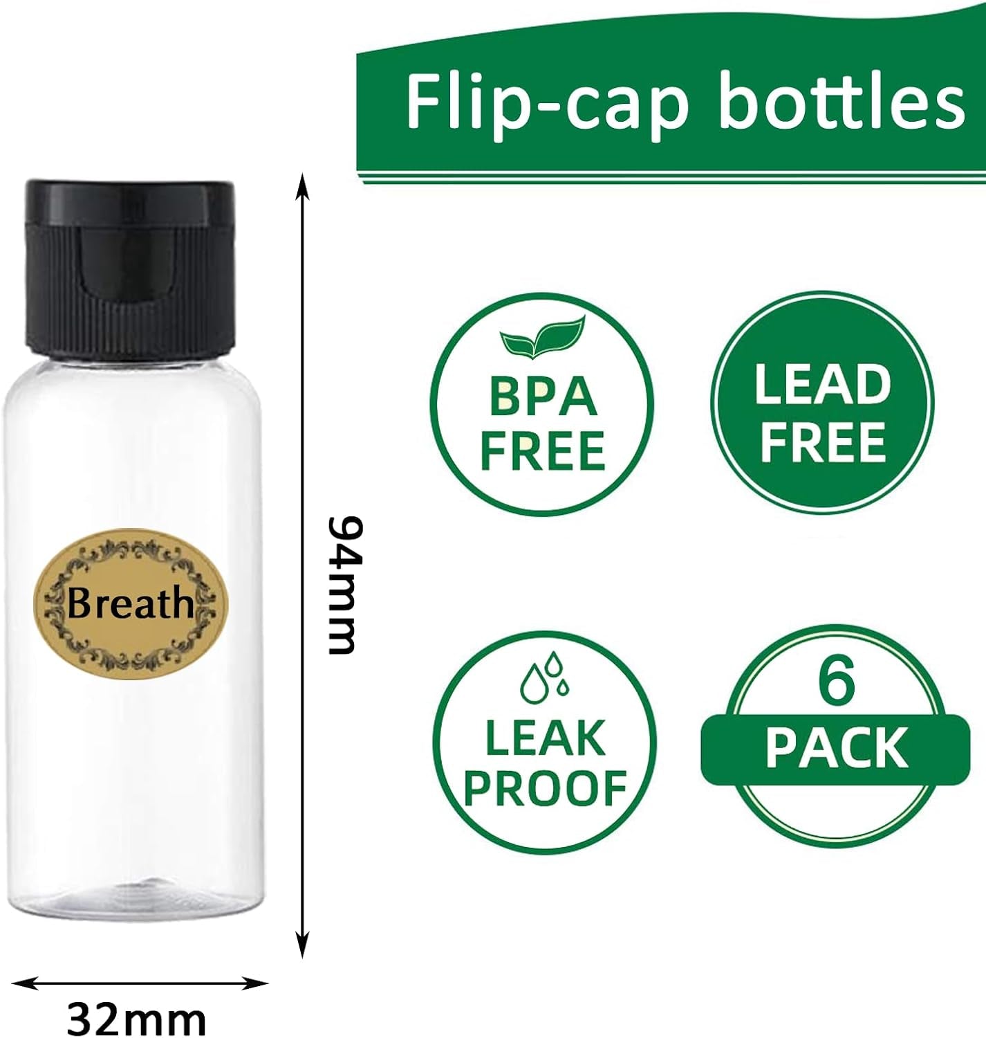 6PCS 50ML Plastic Travel Bottles with Flip Cap Empty Squeeze Bottles Refillable Travel Container with Funnel & Label TSA Approved for Liquids Lotion Toiletries Cosmetic (Transparent)