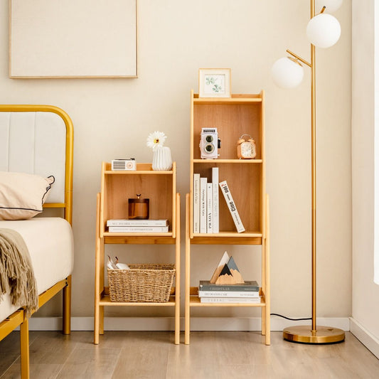3 Tier/4 Tier Free Standing Tall Bamboo Bookshelf with Legs