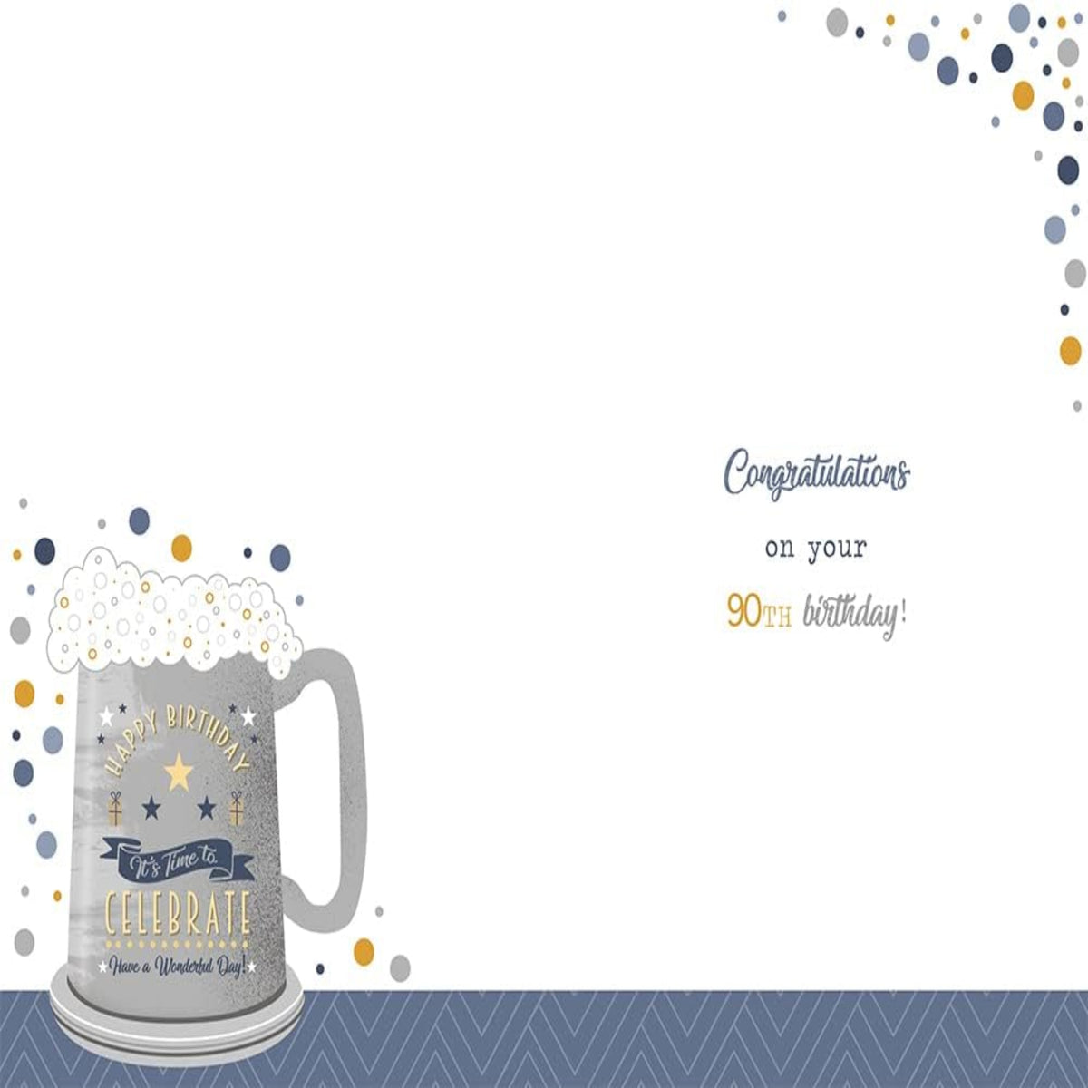 90th Birthday Card Beer Design | Cheers & Beers to 90 Years  -   15cm   x   23cm