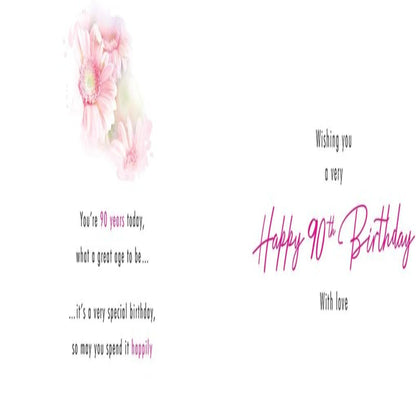 90th Birthday Card for Her   –   Piccadilly Greetings   -   9   x  6 inches