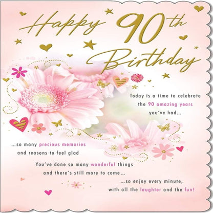 90th Birthday Card for Her   –   Piccadilly Greetings   -   9   x  6 inches