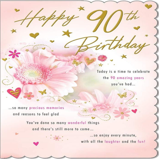 90th Birthday Card for Her   –   Piccadilly Greetings   -   9   x  6 inches