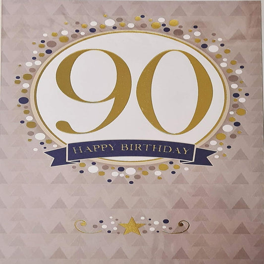 90th Birthday Card for Him   –    Gold Foil Age 90 Today    -    133   x   197mm