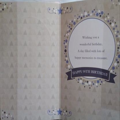 90th Happy Birthday Card for Men & Women  –  Milestone Birthday Greetings Card