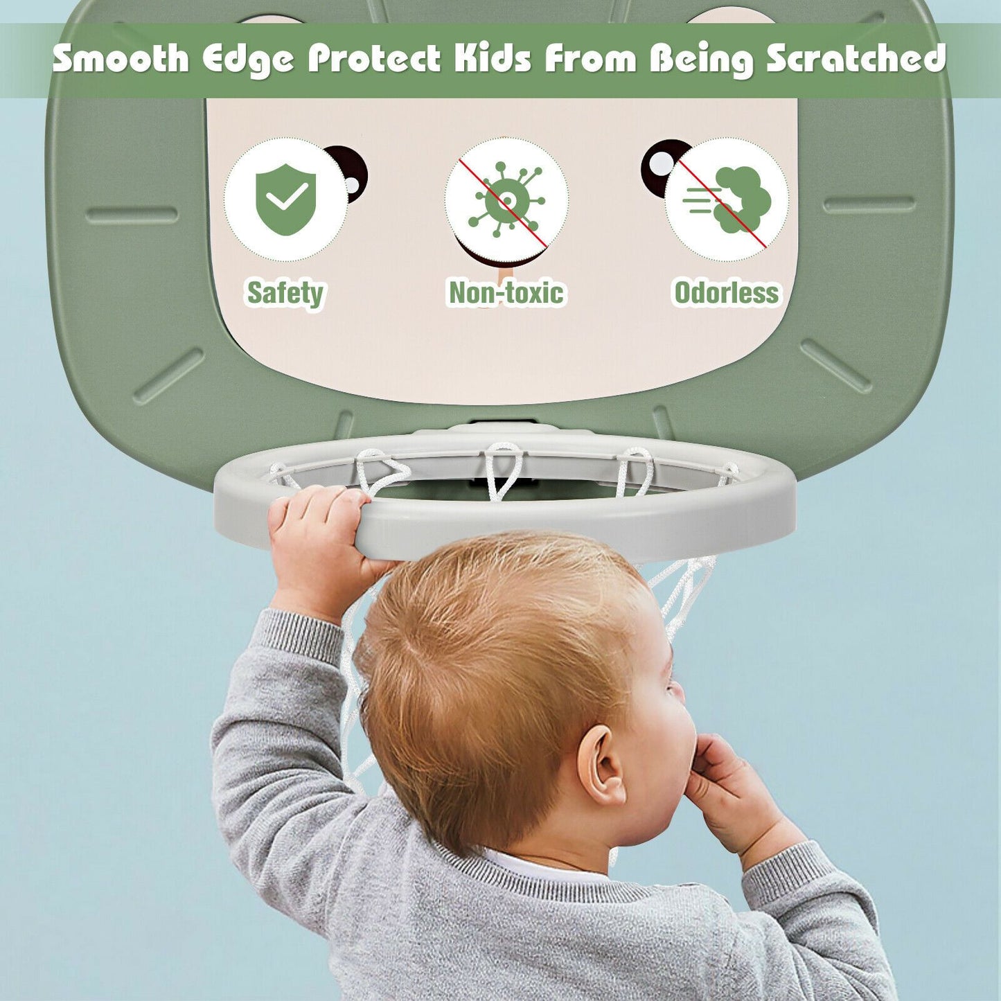 3-In-1 Basketball Hoop Set Stand with 5 Adjustable Height Levels